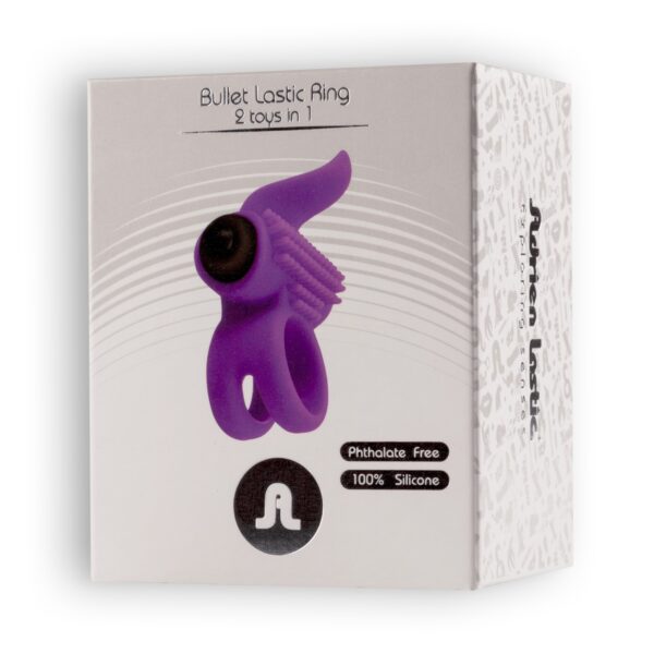 ANILLO PARA EL PENE CON VIBRACIÓN BULLET LASTIC RING ADRIEN LASTIC MORADO - Imagen 2