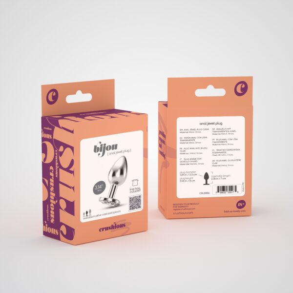 PLUG ANAL JOYA BIJOU TRANSPARENTE MEDIANO CRUSHIOUS CON BOLSA ATERCIOPELADA GRATIS - Imagen 7