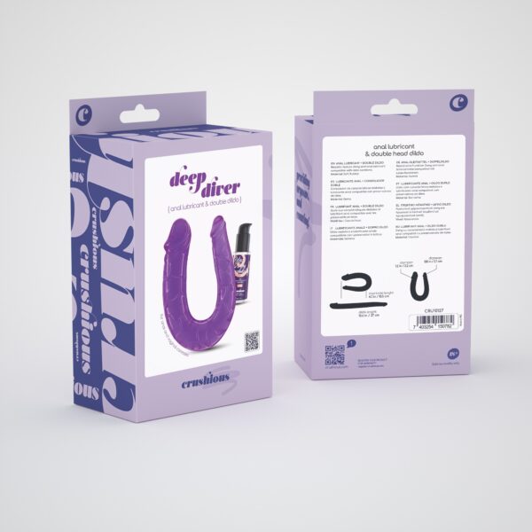 DEEP DIVER DILDO DOBLE CON LUBRICANTE ANAL 50ML CRUSHIOUS MORADO - Imagen 6
