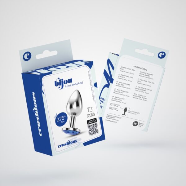 PLUG ANAL JOYA BIJOU AZUL PEQUEÑO CRUSHIOUS CON BOLSA ATERCIOPELADA GRATIS - Imagen 8
