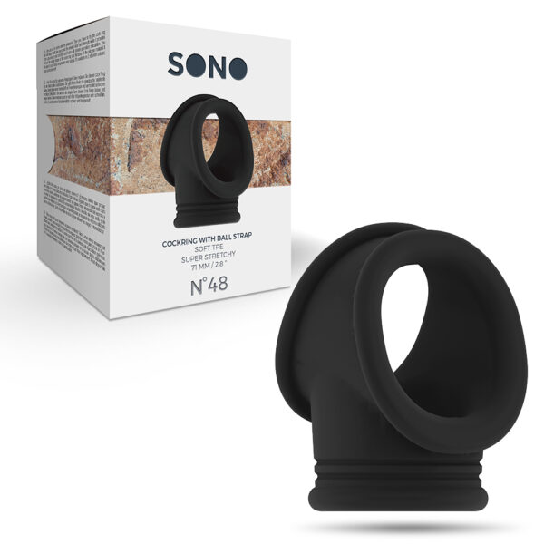 ANILLO PARA EL PENE CON CORREA PARA TESTÍCULOS SONO Nº48 NEGRO - Imagen 2