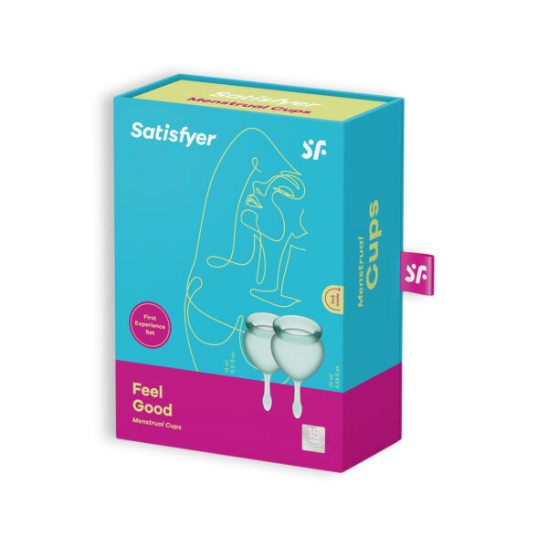 CONJUNTO DE 2 COPAS MENSTRUALES FEEL GOOD SATISFYER VERDE CLARO - Imagen 2