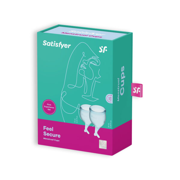 CONJUNTO DE 2 COPAS MENSTRUALES FEEL SECURE SATISFYER AZUL CLARO - Imagen 2