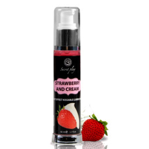 LUBRICANTE DE EFECTO CALOR CON SABOR A FRESA CON NATAS 50 ML SECRET PLAY