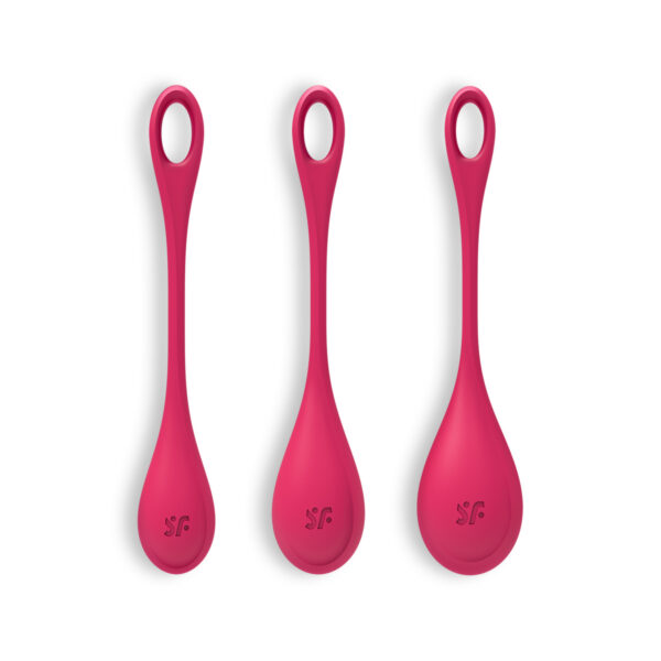 CONJUNTO DE 3 BOLAS KEGEL YONI POWER 1 SATISFYER ROJAS - Imagen 4