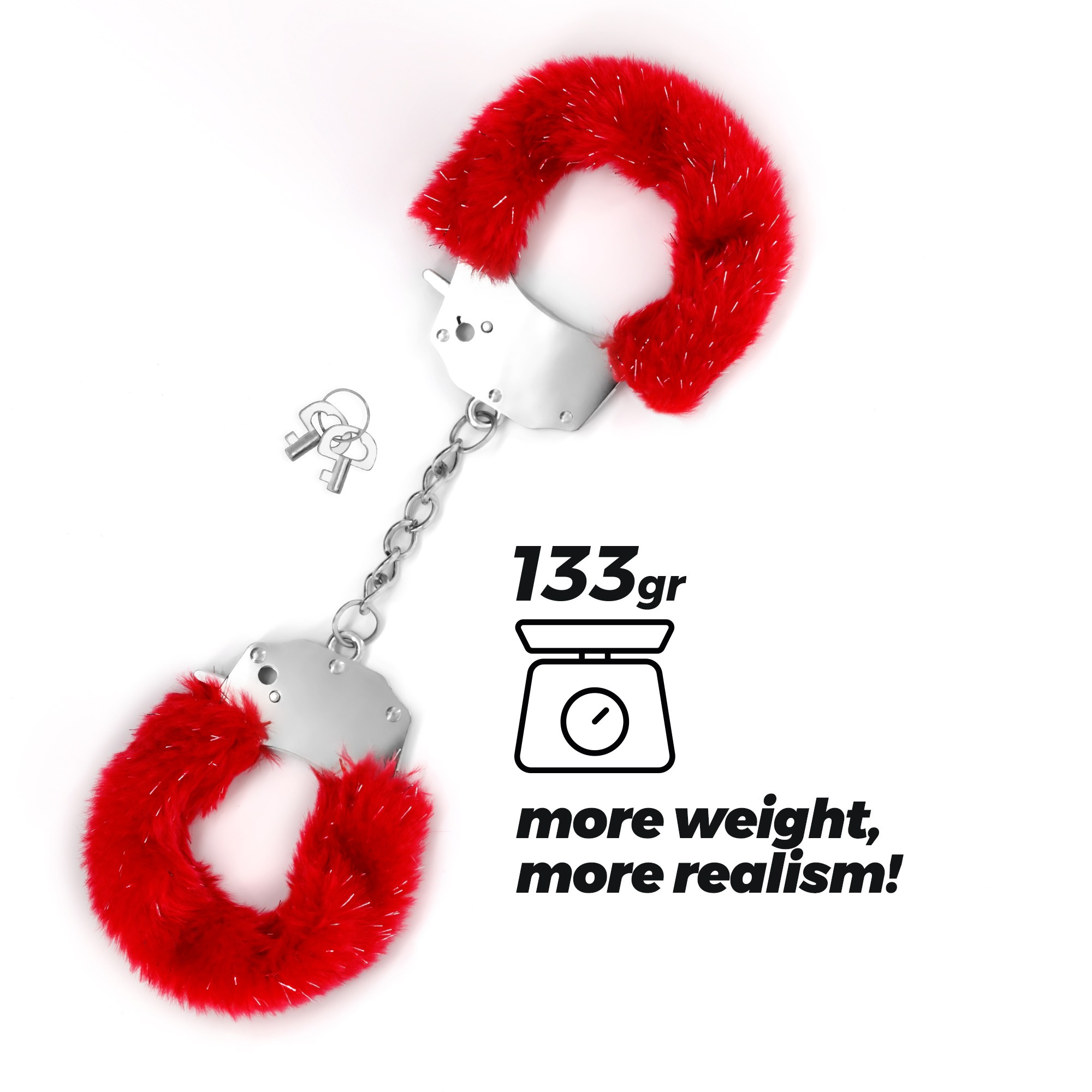 Esposas de metal peluche rojo - Imagen 3